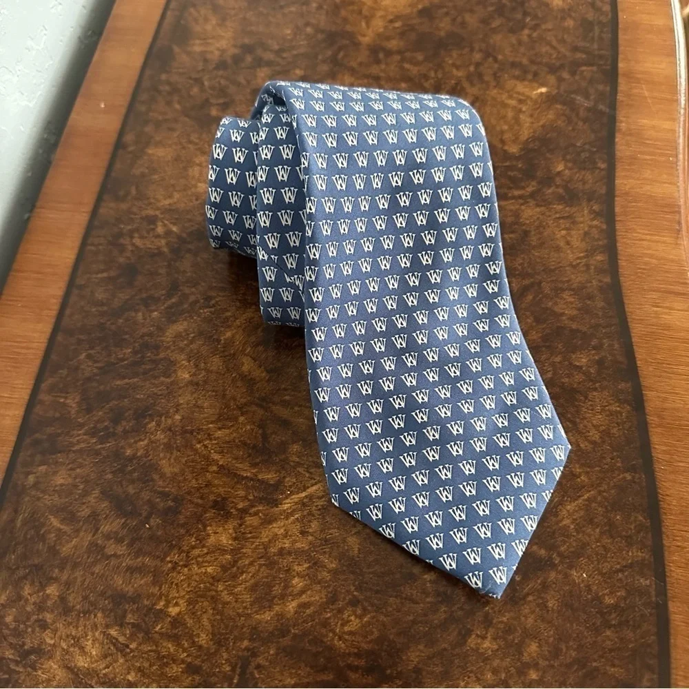 Vineyard Vines Blue & White Tie Formal Silk Custom Collection WU Monogram